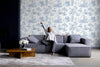 Patterned Blue Embossed Wallpaper, Textured Wallpaper,Natural Wallpaper, Modern & Minimalist Wall Covering,Modern Look Neutral Colors Glittering Wallcovering