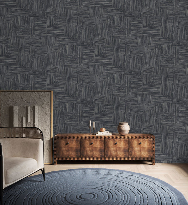 Dark Gray Muse Brush Stroke Textured Wallpaper, Modern Minimalist Wall Covering, Neutral Shimmer Wall Decor