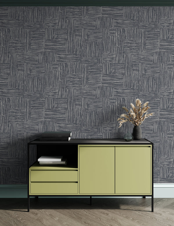 Dark Gray Muse Brush Stroke Textured Wallpaper, Modern Minimalist Wall Covering, Neutral Shimmer Wall Decor