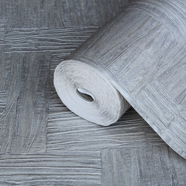 Gray Muse Brush Stroke Textured Wallpaper, Modern Minimalist Wall Covering, Neutral Shimmer Wall Decor
