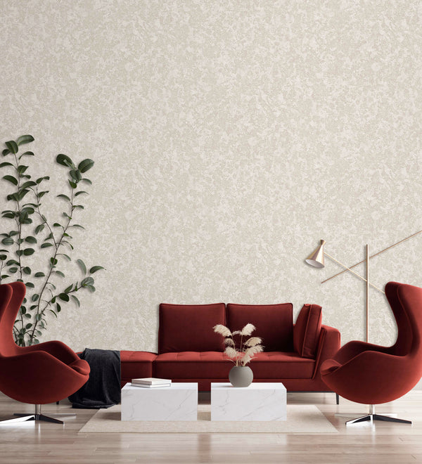 Light Cream Muse Plaster Texture Wallpaper, Natural Wallpaper, Modern & Minimalist Wall Covering, Modern Look Neutral Colors Glittering Wallcovering