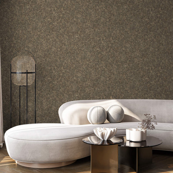 Brown Muse Plaster Texture Wallpaper, Natural Wallpaper, Modern & Minimalist Wall Covering, Modern Look Neutral Colors Glittering Wallcovering