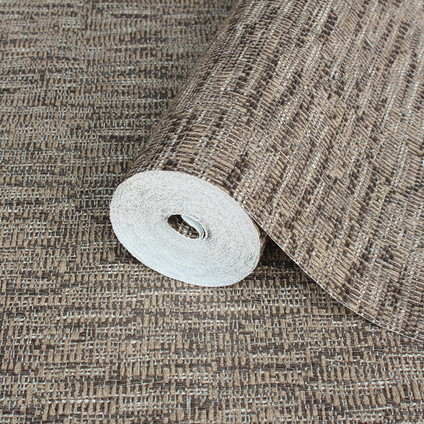 Brown-Beige Muse Crosshatch Texture Wallpaper, Natural Wallpaper, Modern & Minimalist Wall Covering, Modern Look Neutral Colors Glittering Wallcovering