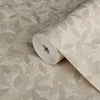 Beige Leaf Pattern Wallpaper, Natural Wallpaper, Modern & Minimalist Wall Covering, Modern Look Neutral Colors Glittering Wallcovering