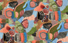 Abstract Shapes and Flowers Wallpaper, Seamless Pattern Mural, Oversized Custom Size Wall Art, Non-Woven, Non-Adhesive, Modern Wall Paper, Removable