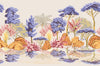 Tropical Vintage Landscape Wallpaper, Purple Trees Wall Mural, Oversized Custom Size Wall Art, Non-Woven, Non-Adhesive, Modern Wall Paper, Removable