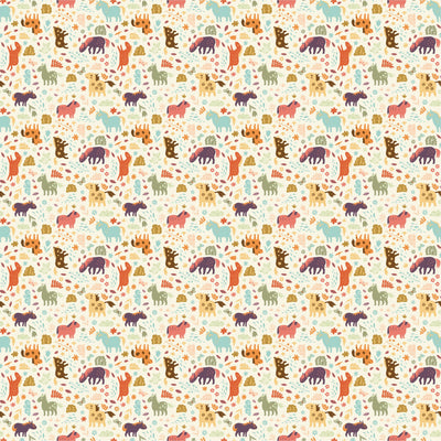 Horses, Clouds, Flowers Wallpaper, Sweet Seamless Pattern Mural, Oversized Custom Size Wall Art, Non-Woven, Non-Adhesive, Modern Wall Paper, Removable