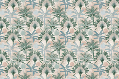 Palm Trees Wallpaper, Seamless Pattern Mural, Oversized Custom Size Wall Art, Non-Woven, Non-Adhesive, Modern Wall Paper, Removable