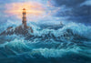 Lighthouse on the Seacoast Wallpaper, Oil Painting Mural, Oversized Custom Size Wall Art, Non-Woven, Non-Adhesive, Modern Wall Paper, Removable