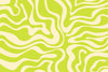 Wavy Retro Abstract Wallpaper, Green Mural, Oversized Custom Size Wall Art, Non-Woven, Non-Adhesive, Modern Wall Paper, Removable