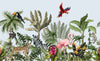 Jungle Animals Wallpaper, Flowers Mural, Oversized Custom Size Wall Art, Non-Woven, Non-Adhesive, Modern Wall Paper, Removable