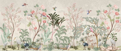 Blossom Trees Wallpaper, Sparrows Mural, Oversized Custom Size Wall Art, Non-Woven, Non-Adhesive, Modern Wall Paper, Removable