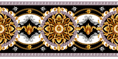 Golden Baroque Wallpaper, Black Background Mural, Oversized Custom Size Wall Art, Non-Woven, Non-Adhesive, Modern Wall Paper, Removable