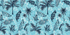 Tropical Plants, Blue Background Wallpaper, Seamless Pattern Mural, Oversized Custom Size Wall Art, Non-Woven, Non-Adhesive, Modern Wall Paper, Removable