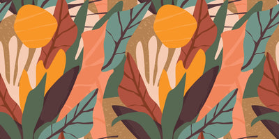 Colorful Leaves Wallpaper, Seamless Pattern Mural, Oversized Custom Size Wall Art, Non-Woven, Non-Adhesive, Modern Wall Paper, Removable