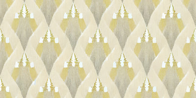 Ethnic Ikat Wallpaper, Yellow Boho Mural, Oversized Custom Size Wall Art, Non-Woven, Non-Adhesive, Modern Wall Paper, Removable