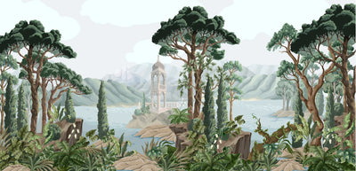 Landscape Wallpaper, Alcove Mural, Oversized Custom Size Wall Art, Non-Woven, Non-Adhesive, Modern Wall Paper, Removable