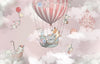 Kids Balloon Wallpaper, Animals Mural, Oversized Custom Size Wall Art, Non-Woven, Non-Adhesive, Modern Wall Paper, Removable
