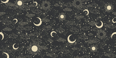 Celestial Pattern Wallpaper, Black Background Mural, Oversized Custom Size Wall Art, Non-Woven, Non-Adhesive, Modern Wall Paper, Removable