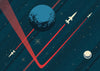 Space Wallpaper, Retro Future Style Mural, Oversized Custom Size Wall Art, Non-Woven, Non-Adhesive, Modern Wall Paper, Removable