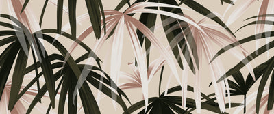 Tropical Plant Wallpaper, Seamless Pattern Mural, Oversized Custom Size Wall Art, Non-Woven, Non-Adhesive, Modern Wall Paper, Removable