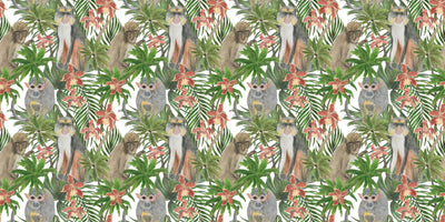 Cute Monkey Wallpaper, Seamless Pattern Mural, Oversized Custom Size Wall Art, Non-Woven, Non-Adhesive, Modern Wall Paper, Removable