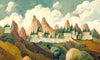 Castle Wallpaper, Mountain Landscape Mural, Oversized Custom Size Wall Art, Non-Woven, Non-Adhesive, Modern Wall Paper, Removable