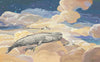 Whale in the Sky Wallpaper, Starry Night Mural, Oversized Custom Size Wall Art, Non-Woven, Non-Adhesive, Modern Wall Paper, Removable