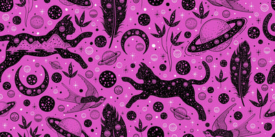 Halloween Style, Cats Wallpaper, Seamless Pattern Mural, Oversized Custom Size Wall Art, Non-Woven, Non-Adhesive, Modern Wall Paper, Removable
