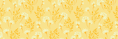 Flowers, Summer Yellow Wallpaper, Seamless Pattern Mural, Oversized Custom Size Wall Art, Non-Woven, Non-Adhesive, Modern Wall Paper, Removable