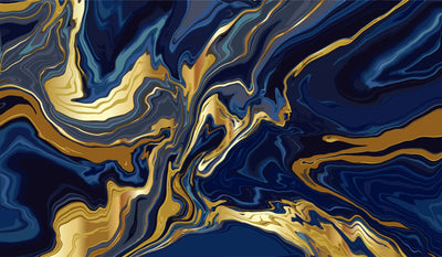 Luxury Blue Marble Wallpaper, Gold Abstract Mural, Oversized Custom Size Wall Art, Non-Woven, Non-Adhesive, Modern Wall Paper, Removable