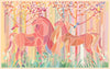 Stained Glass Unicorns Wallpaper, Spring Forest Mural, Oversized Custom Size Wall Art, Non-Woven, Non-Adhesive, Modern Wall Paper, Removable