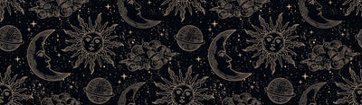 Magical Elements Wallpaper, Seamless Pattern Mural, Oversized Custom Size Wall Art, Non-Woven, Non-Adhesive, Modern Wall Paper, Removable
