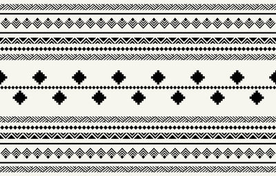Ethnic Tribal Black and White Wallpaper, Seamless Pattern Mural, Oversized Custom Size Wall Art, Non-Woven, Non-Adhesive, Modern Wall Paper, Removable