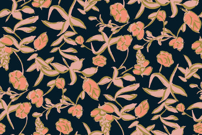 Colorful Floral Wallpaper, Seamless Pattern Mural, Oversized Custom Size Wall Art, Non-Woven, Non-Adhesive, Modern Wall Paper, Removable