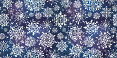 Snowflakes, Dark Blue and Purple Background Wallpaper, Seamless Pattern Mural, Oversized Custom Size Wall Art, Non-Woven, Non-Adhesive, Modern Wall Paper, Removable