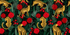 Leopards and Red Roses Wallpaper, Seamless Pattern Mural, Oversized Custom Size Wall Art, Non-Woven, Non-Adhesive, Modern Wall Paper, Removable