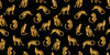 Leopards, Black Background Wallpaper, Seamless Pattern Mural, Oversized Custom Size Wall Art, Non-Woven, Non-Adhesive, Modern Wall Paper, Removable