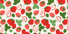 Strawberries, White Background Wallpaper, Seamless Pattern Mural, Oversized Custom Size Wall Art, Non-Woven, Non-Adhesive, Modern Wall Paper, Removable