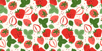 Strawberries, White Background Wallpaper, Seamless Pattern Mural, Oversized Custom Size Wall Art, Non-Woven, Non-Adhesive, Modern Wall Paper, Removable