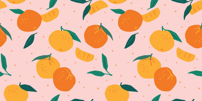 Mandarins Wallpaper, Seamless Pattern Mural, Oversized Custom Size Wall Art, Non-Woven, Non-Adhesive, Modern Wall Paper, Removable