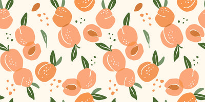 Peaches Wallpaper, Seamless Pattern Mural, Oversized Custom Size Wall Art, Non-Woven, Non-Adhesive, Modern Wall Paper, Removable