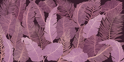 Exotic Golden and Pink Leaves Wallpaper, Seamless Pattern Mural, Oversized Custom Size Wall Art, Non-Woven, Non-Adhesive, Modern Wall Paper, Removable