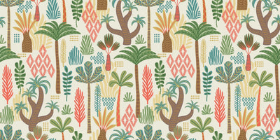 Ethnic Tropical Wallpaper, Seamless Pattern Mural, Oversized Custom Size Wall Art, Non-Woven, Non-Adhesive, Modern Wall Paper, Removable