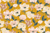 Abstract Floral, Yellow Background Wallpaper, Seamless Pattern Mural, Oversized Custom Size Wall Art, Non-Woven, Non-Adhesive, Modern Wall Paper, Removable