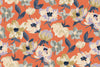 Abstract Floral, Orange Background Wallpaper, Seamless Pattern Mural, Oversized Custom Size Wall Art, Non-Woven, Non-Adhesive, Modern Wall Paper, Removable