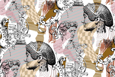 Abstract Sculpture Wallpaper, Seamless Pattern Mural, Oversized Custom Size Wall Art, Non-Woven, Non-Adhesive, Modern Wall Paper, Removable