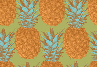 Pineapples Wallpaper, Seamless Pattern Mural, Oversized Custom Size Wall Art, Non-Woven, Non-Adhesive, Modern Wall Paper, Removable