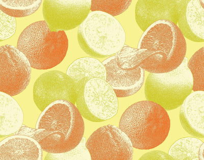 Oranges and Limes Wallpaper, Seamless Pattern Mural, Oversized Custom Size Wall Art, Non-Woven, Non-Adhesive, Modern Wall Paper, Removable