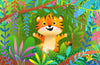 Cute Tiger Wallpaper, Exotic Jungle Mural, Oversized Custom Size Wall Art, Non-Woven, Non-Adhesive, Modern Wall Paper, Removable